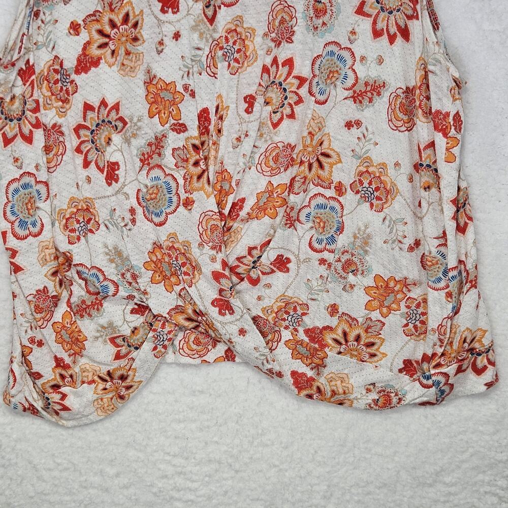 J. Jill Linen Love Linen Sleeveless Boho Floral Top W/ Twist Front Hem Womens XL - Picture 5 of 12